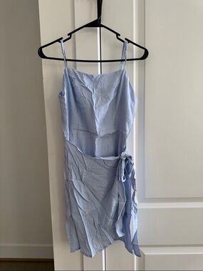 Forever 21 Light Blue Tie-Waist Slip Mini Dress